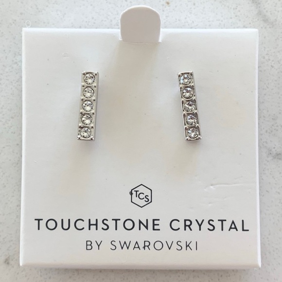 Touchstone Crystal by Swarovski Pave Bar Earrings - Picture 4 of 4